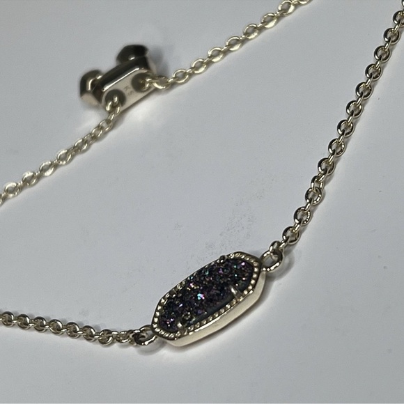 Kendra Scott Elisa Gold Tone Adjustable Chain Bracelet | Black Druzy - Picture 5 of 10
